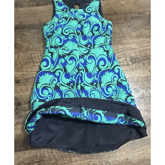J.Crew Dress 0 G1061 Blue Green‎ Baroque Scroll Sheath Sleeveless Jacquard SP17 - Picture 11 of 13